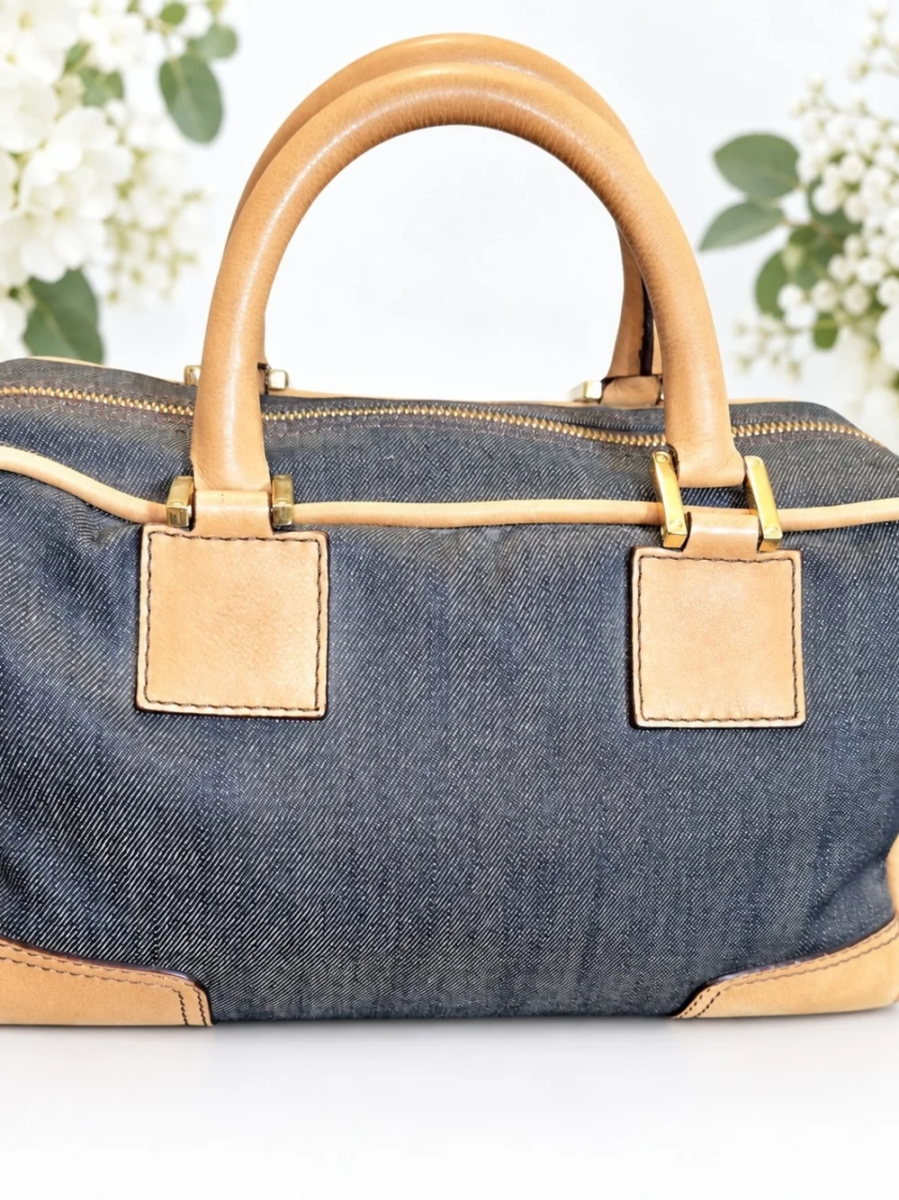 Loewe Amazona 28 Wood Beaded Denim Handbag Lim Edition Summer Collection (2007)